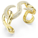 Dextera cuff Round cut, White, Gold-tone plated